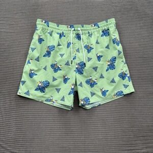 Oakley Swim Shorts Men XL Green Toucan Print Polyester Mesh Lined Beach Swim.